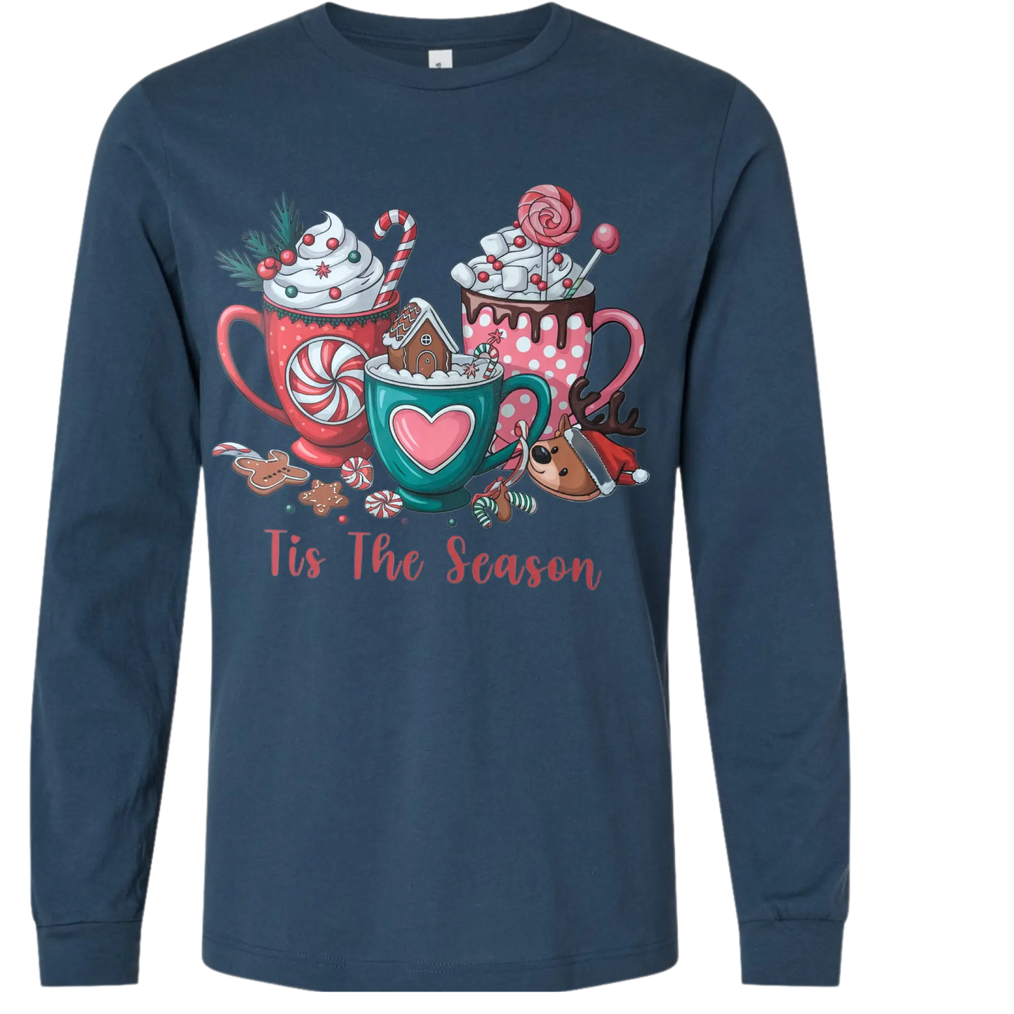 Custom Christmas T-Shirts | Unisex | DTF Transfer Holiday Tees | Navy | Christmas Coffee SHARON'S SALTED LEMON