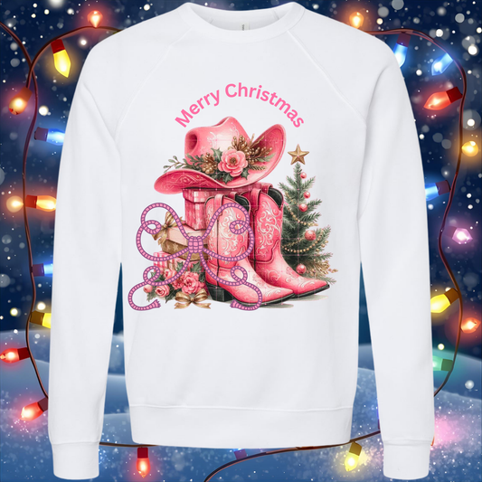 Custom Christmas T-Shirts & Sweatshirts | Unisex | DTF Transfer Holiday Tops | Pink Cowgirl Christmas SHARON'S SALTED LEMON